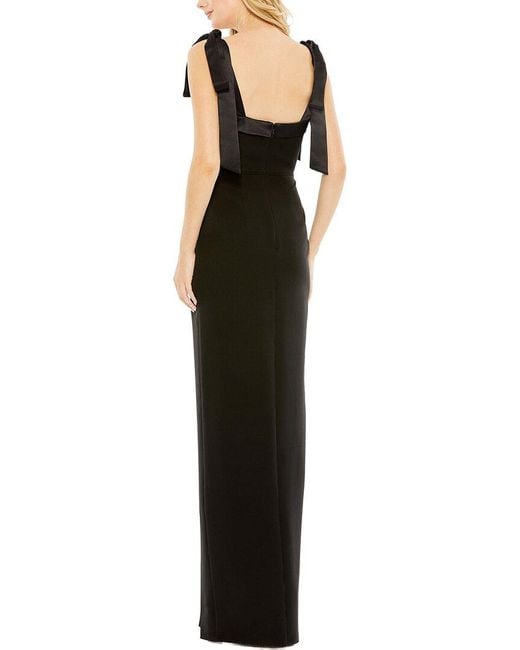 Mac Duggal Black Tie Strap Slit Gown