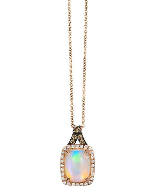 Le Vian Metallic 14k Strawberry Gold 1.05 Ct. Tw. Diamond & Opal Pendant Necklace