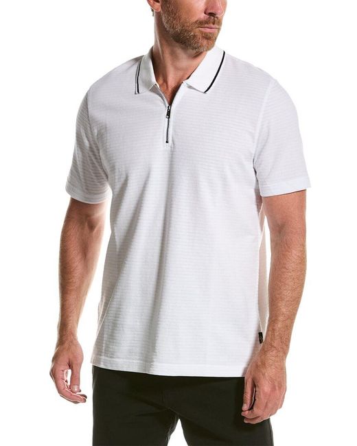 Ted Baker White Buer Textured Zip Polo Shirt for men