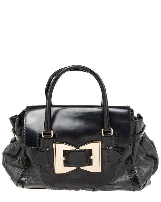 Gucci Black Leather Dialux Queen Tote (Authentic Pre-Owned)