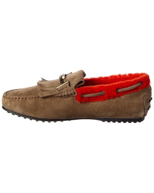 Tod's Brown City Gommino Suede Loafer for men