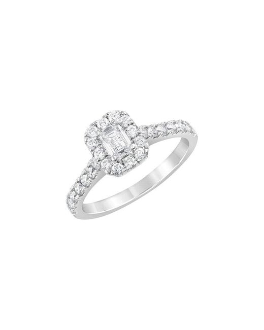 Lab Grown Diamonds White 14K 1.00 Ct. Tw. Lab Grown Diamond Halo Ring