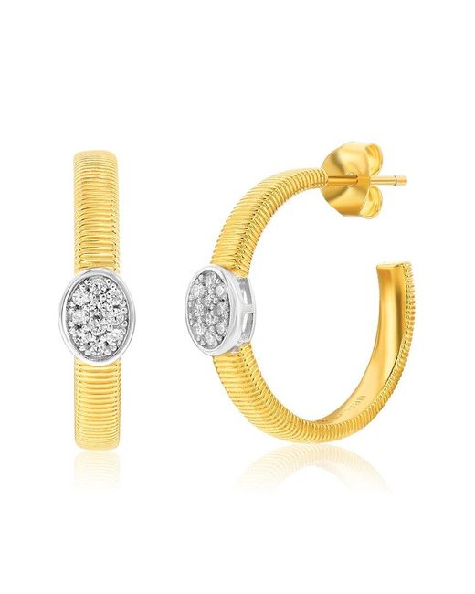 Suzy Levian CZ Jewelry Metallic Suzy Levian Golden Helix Cz Hoop Earrings