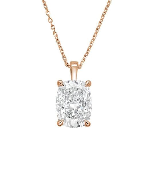 Diana M White Diana M. 14K Rose 12.00 Ct. Tw. Lab-Grown Diamond Solitaire Pendant
