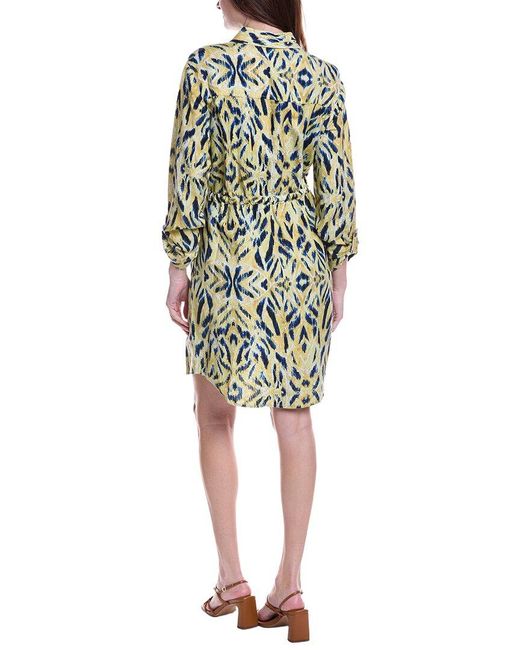 NIC+ZOE Yellow Syndney Linen-Blend Shirtdress