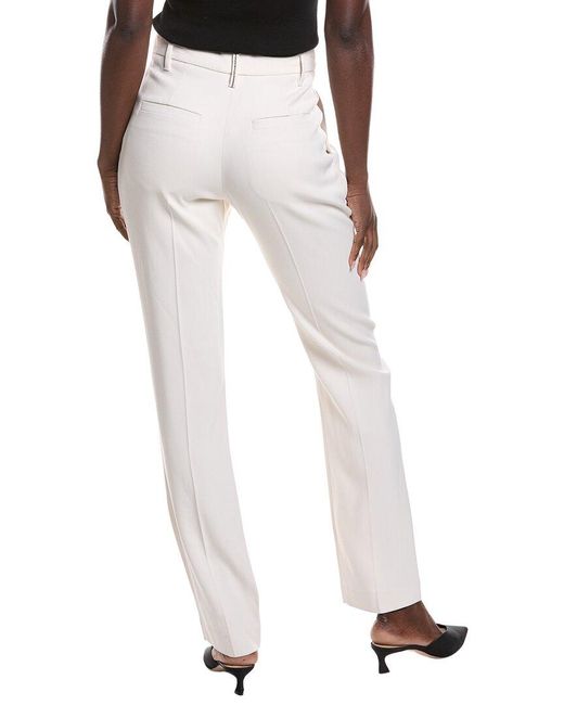 Brunello Cucinelli White Pleated Pant