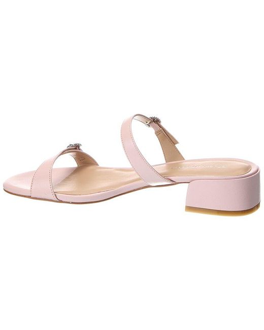 Stuart Weitzman Pink Ginger Xtal Block 35 Leather Sandal