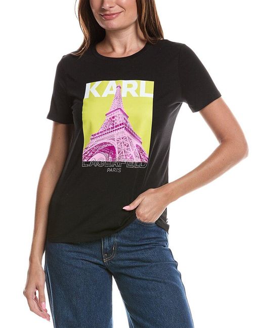 Karl Lagerfeld Black Eiffel Tower T-Shirt