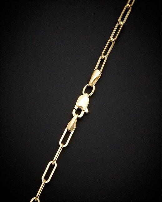 Italian Gold Black 14k Polished Paperclip Chain Necklace