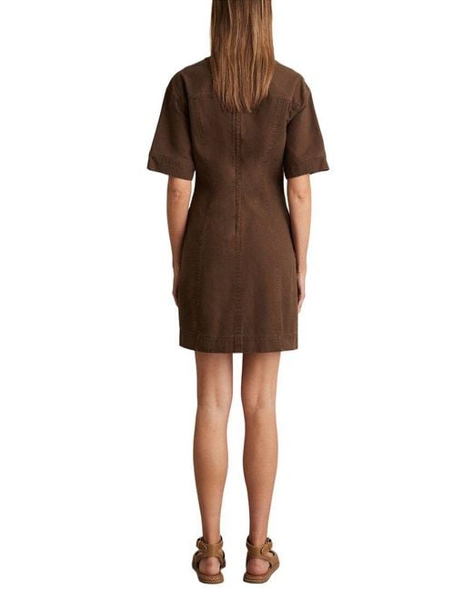 Reiss Brown Tia Lace Up Shift Dress