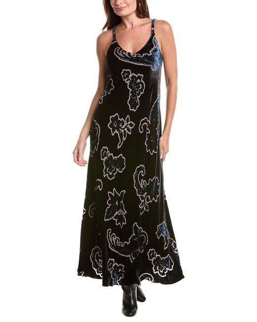 Johnny Was Black Kanako Burnout Silk-Blend Maxi Dress