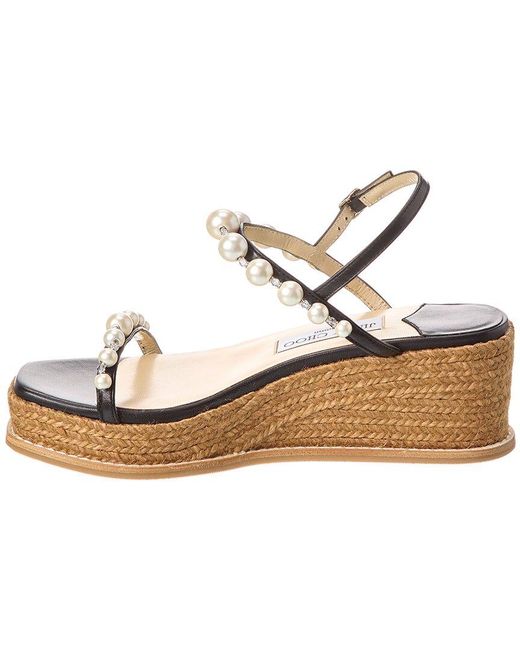 Jimmy Choo Metallic Amatuus 60 Leather Wedge Sandal
