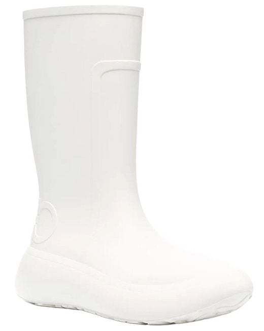 Ferragamo White Logo Rubber Boot