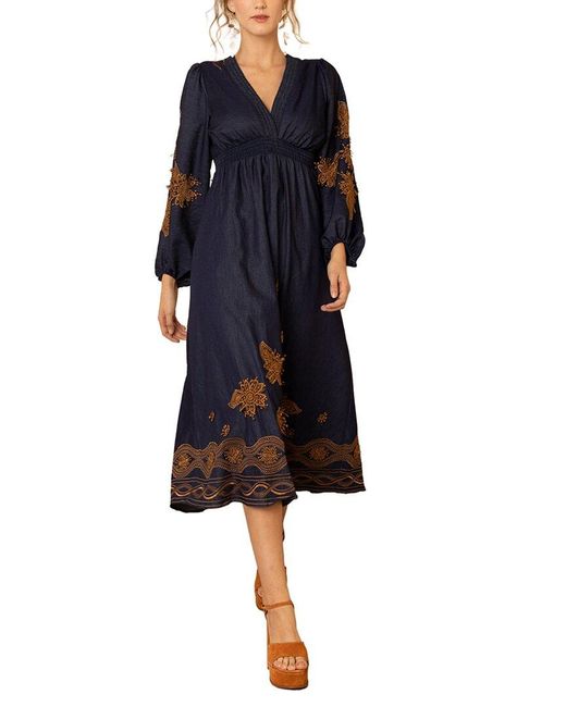 Hale Bob Blue Paulina Midi Dress