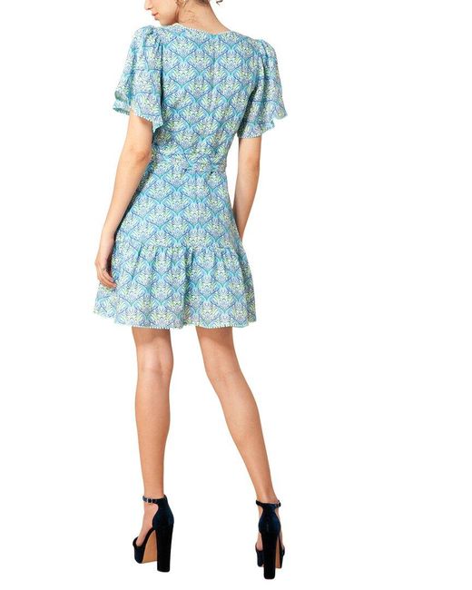 Hale Bob Blue V-neck Linen Mini Dress