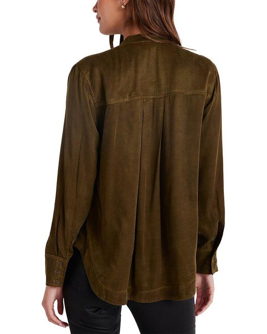 Bella Dahl Brown Mandarin Collar Button Down Blouse
