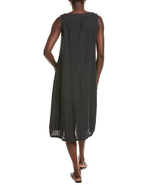 Eileen Fisher Black Petite Linen Lantern Dress
