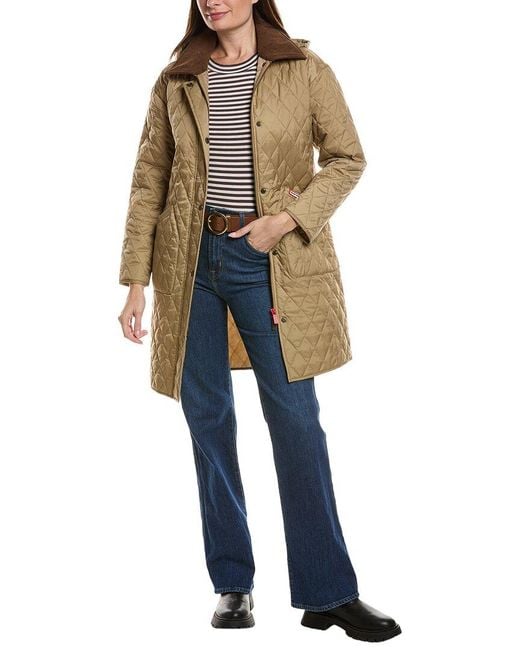 Hunter Blue Alison Barn Inspired Diamond Quilt Hooded Coat