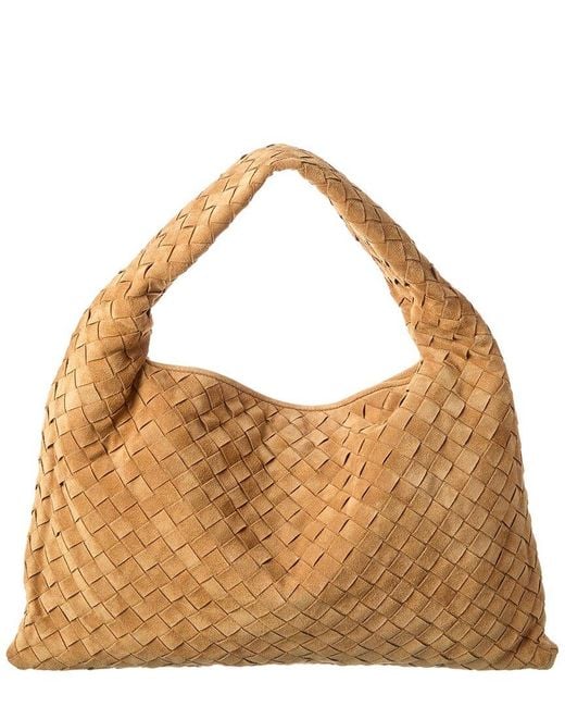 Bottega Veneta Brown Logo Suede Shoulder Bag