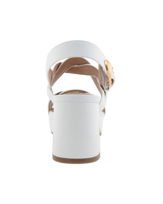 Aerosoles White Camea Leather Heeled Sandal