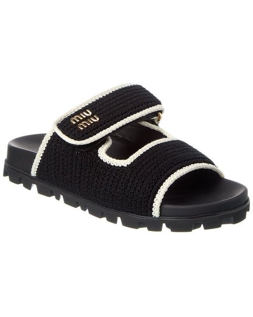 Miu Miu Black Crochet Sandal