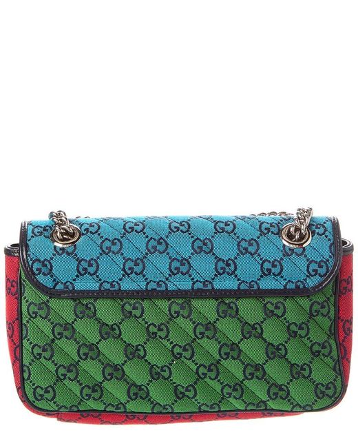 Gucci Blue GG Marmont Small GG Canvas Shoulder Bag
