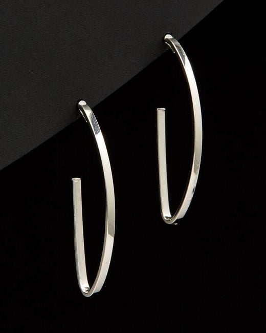 Italian Gold Black 14K Open Hoops