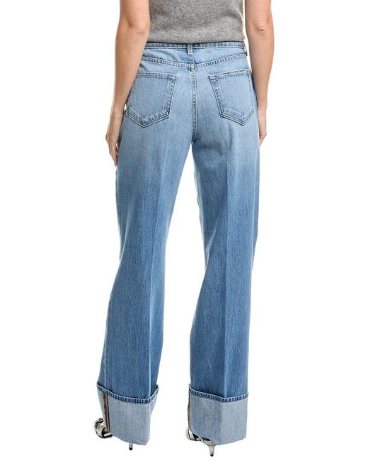 L'Agence Blue Miley Ultra High-Rise Wide Leg Cuff Jean