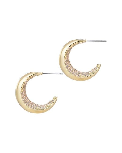 Adornia White 14K Plated Crystal Lined Hoop Earrings