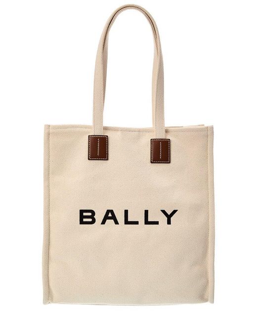 Bally Natural Logo Akeley Canvas Tote