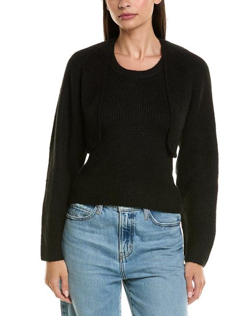 LNA Black 2pc Ean Vest & Sweater Set