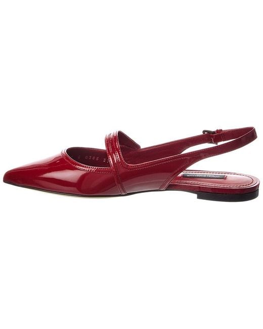 Dolce & Gabbana Red Leather Slingback Flat