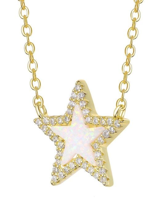 Genevive Jewelry Metallic Rachel Glauber 14K Plated Cz Opal Necklace