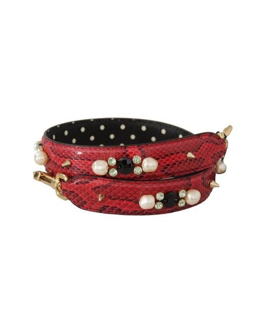 Dolce & Gabbana Red Leather Bag Strap