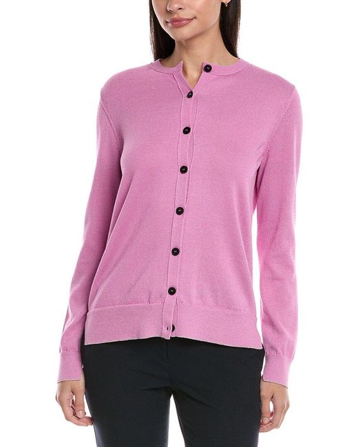 Lafayette 148 New York Pink Wool-Blend Cardigan