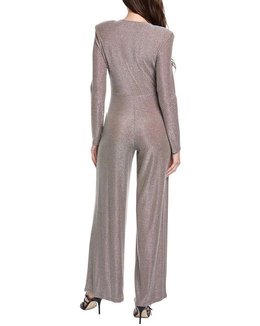 Joseph Ribkoff Gray Ruched-Front Metallic Jumpsuit