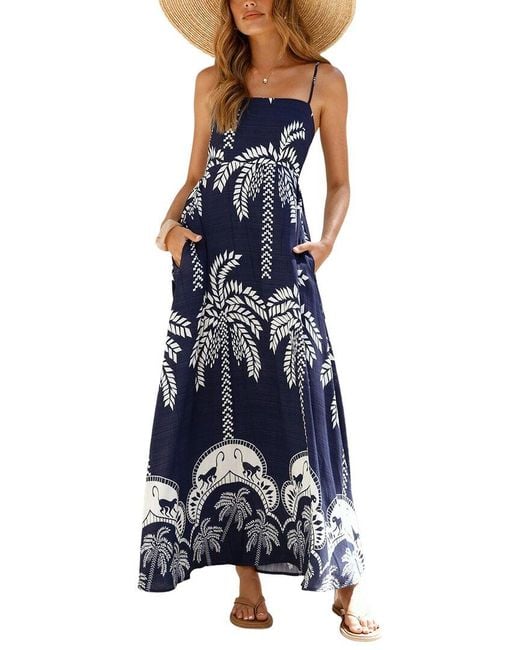 LOEY Blue Printed Maxi Dress