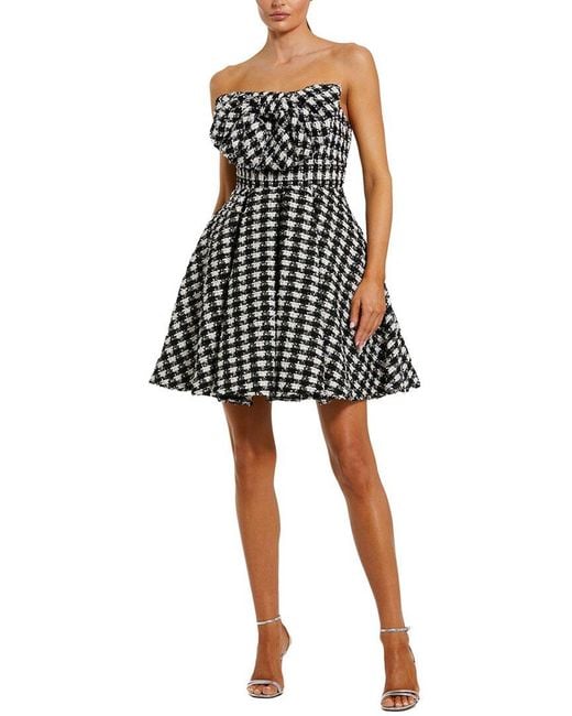 Mac Duggal Black Boucle Strapless Mini Dress
