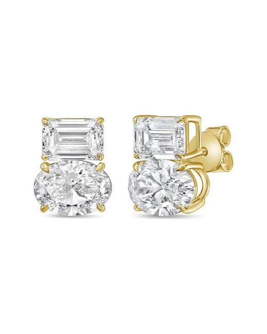 Diana M Metallic Diana M. 14K 6.00 Ct. Tw. Lab-Grown Diamond Two-Stone Earrings