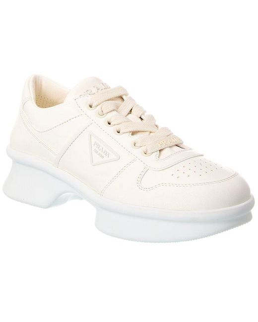 Prada White Leather Sneaker