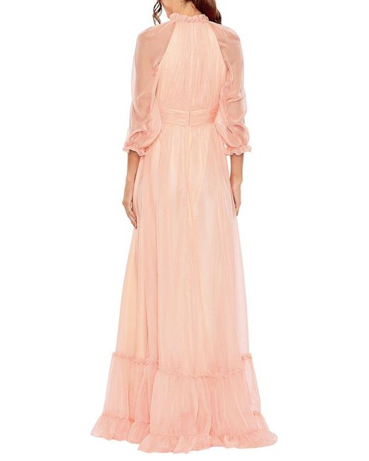 Mac Duggal Pink Chiffon Ruffled Gown