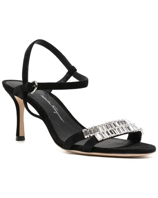 Ferragamo Black 7Mm Embellished Leather Sandal