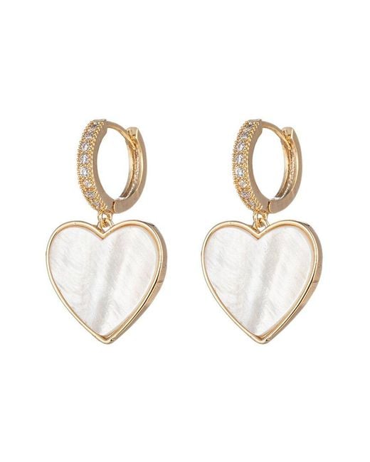 Eye Candy LA Metallic Luxe Collection Pearl Scarlett Heart Huggie Earrings