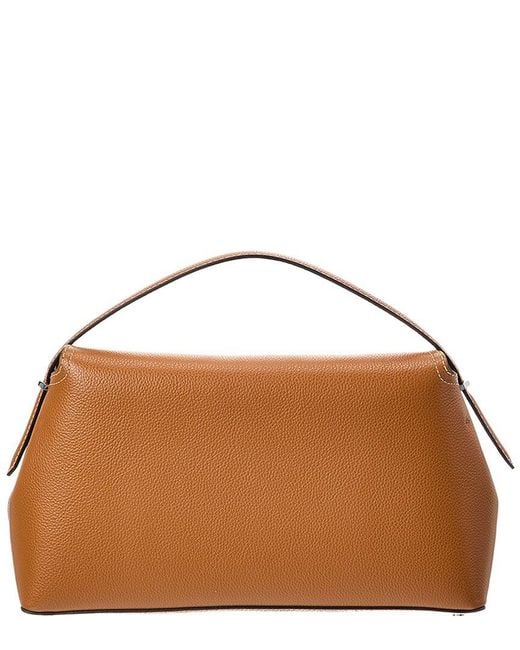 Totême Brown T-Lock Leather Top Handle Shoulder Bag