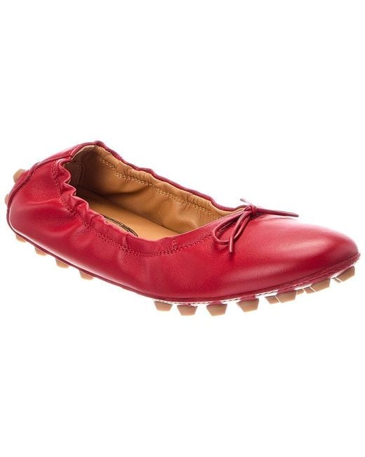 Tod's Red Gommini Leather Flat