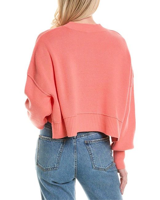 Free People Red Easy Street Crop Pullover