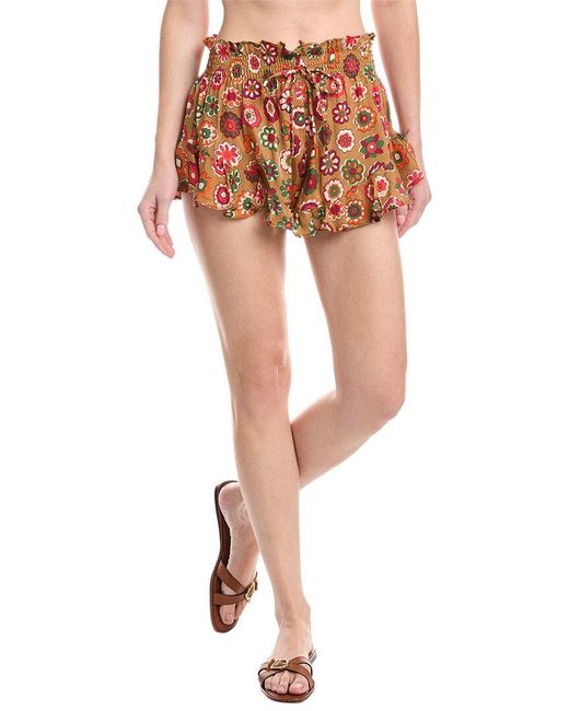 Montce Red Boho Silk-Blend Short