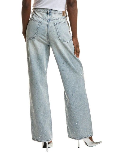 Rag & Bone Blue Logan Misty Jewel Wide Leg Jean