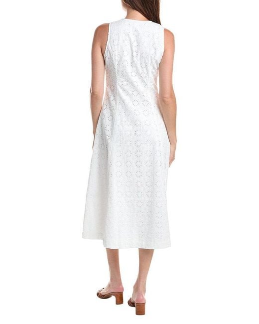 Cece White V-Neck Midi Button Down Midi Dress