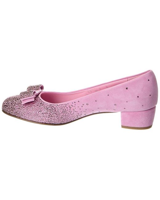 Ferragamo Pink Vara Suede Pump